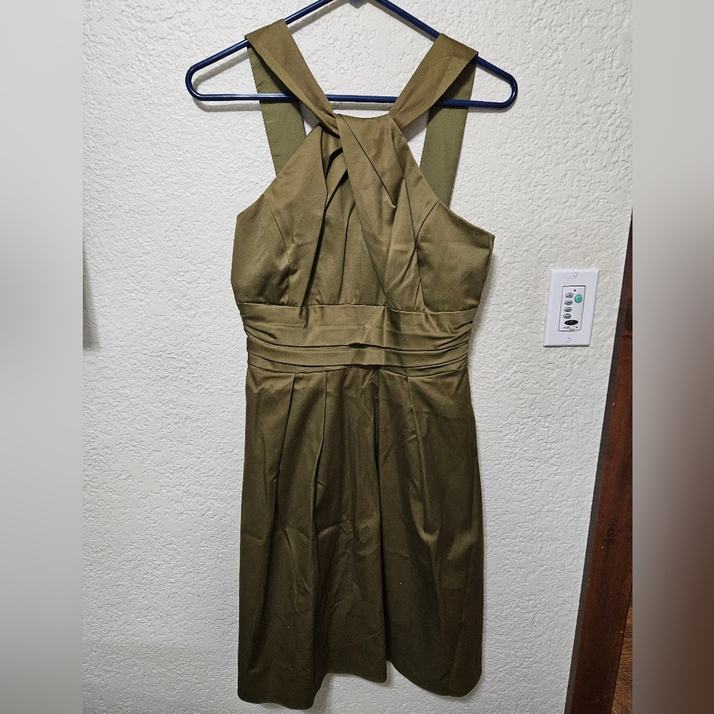 David's Bridal Size 4 Olive Green Halter Dress